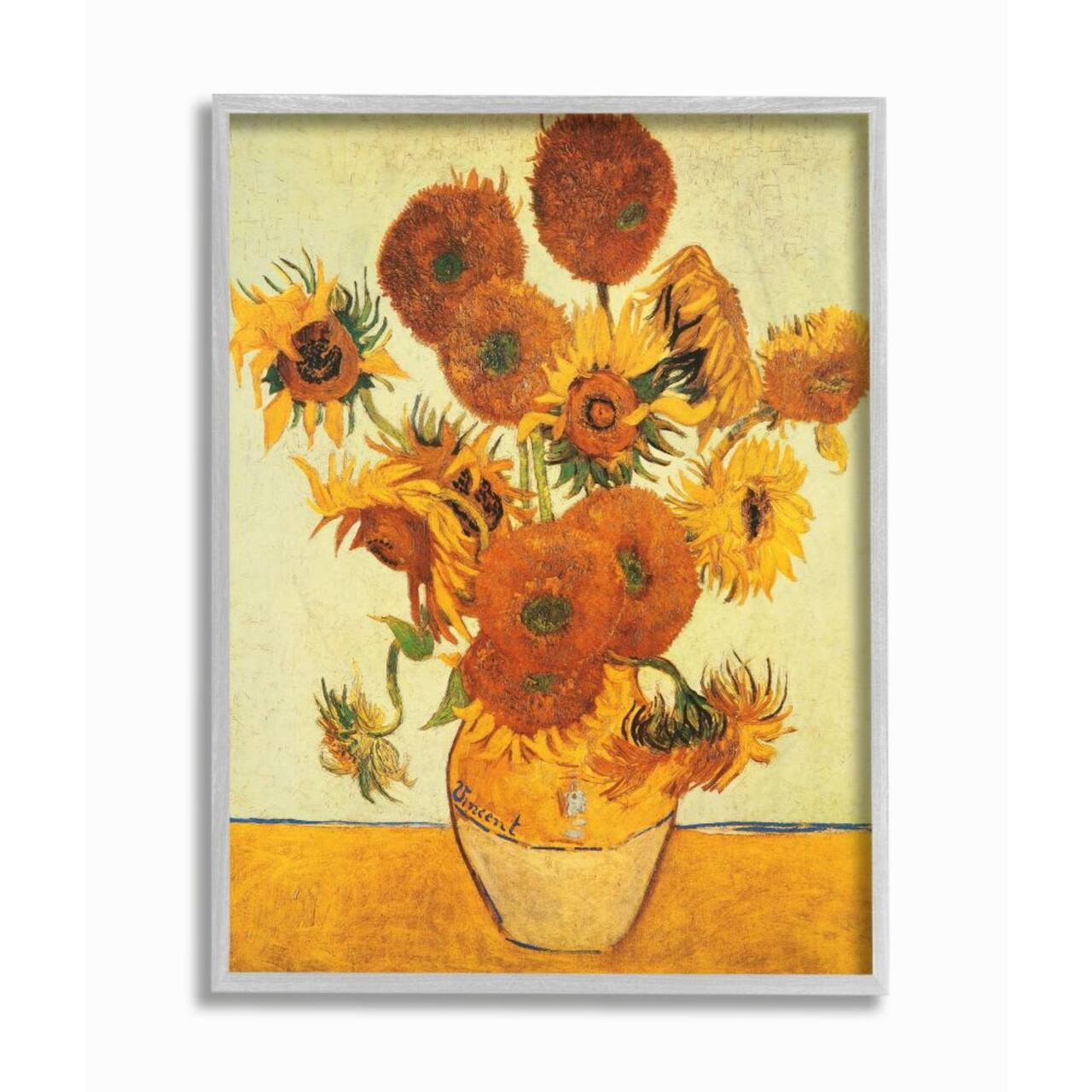 Stupell Industries Van Gogh Sunflowers Gray Framed Wall Art